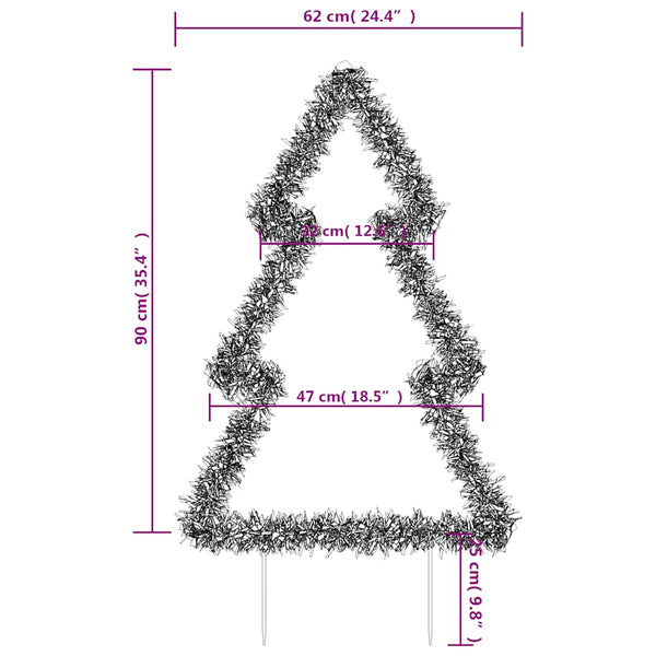 Jelco Weihnachtsbaum mit Erdspießen und 115 LED-Leuchten, 90cm