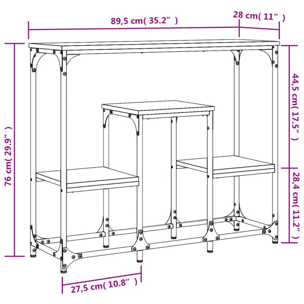 Konsolentisch Erland, grau, 89,5x28x76cm (Holz)