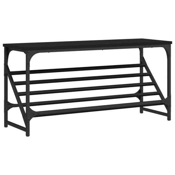 Schwarzes Schuhregal Danisia 90x30x45cm (Holz)