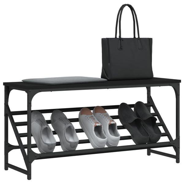 Schwarzes Schuhregal Danisia 90x30x45cm (Holz)
