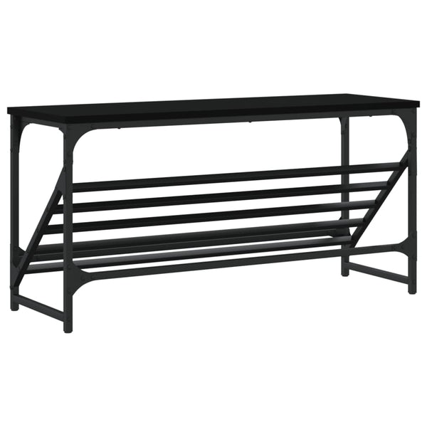 Schwarzes Schuhregal Danisia 90x30x45cm (Holz)