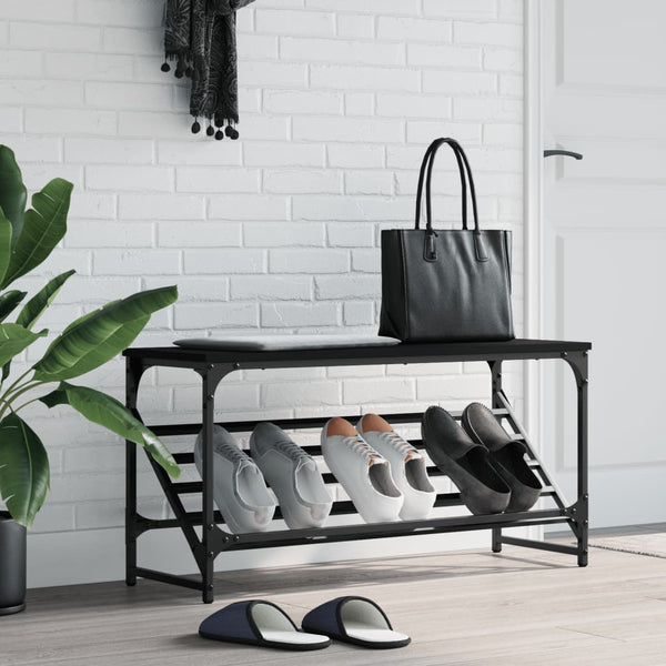 Schwarzes Schuhregal Danisia 90x30x45cm (Holz)