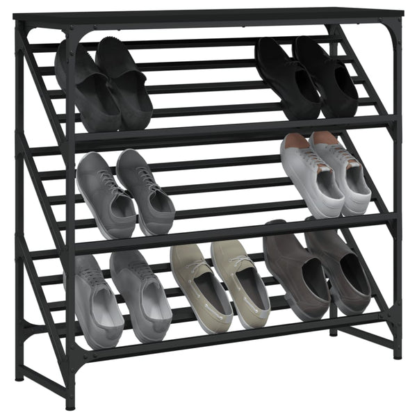 Schwarzer Schuhschrank Danisia 90x30x85cm (Holz)