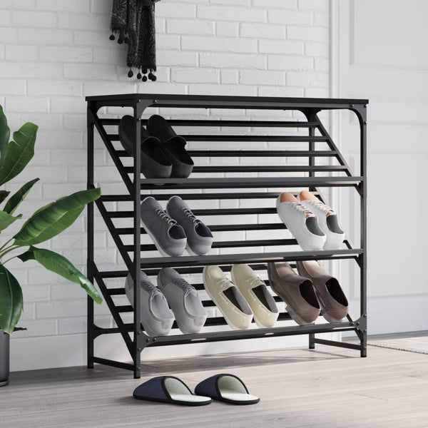Schwarzer Schuhschrank Danisia 90x30x85cm (Holz)