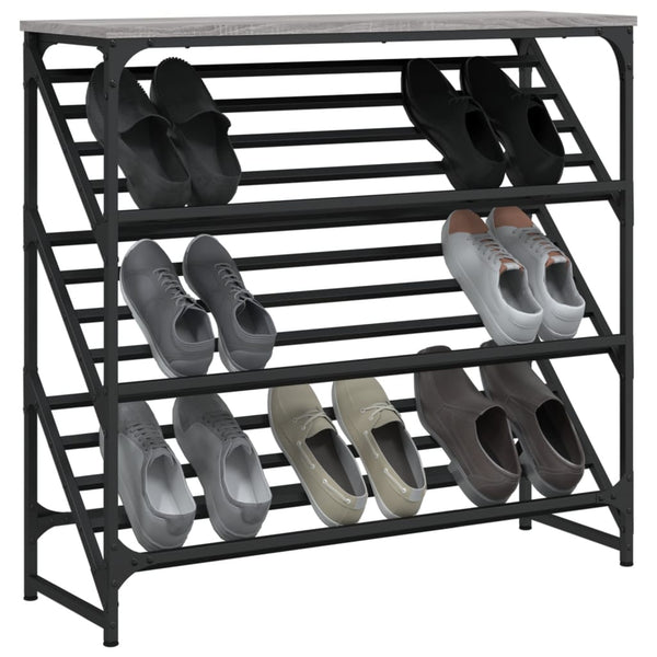 Graues Schuhregal Danisia 90x30x85cm (Holz)
