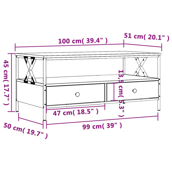Grauer Couchtisch Transgaz 100x51x45cm (Holz)