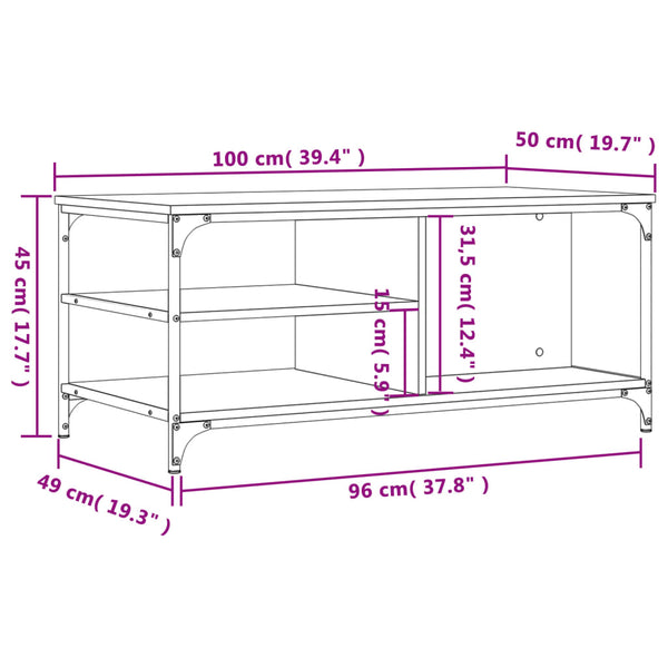 Schwarzer Couchtisch Serban 100x50x45cm (Holz)