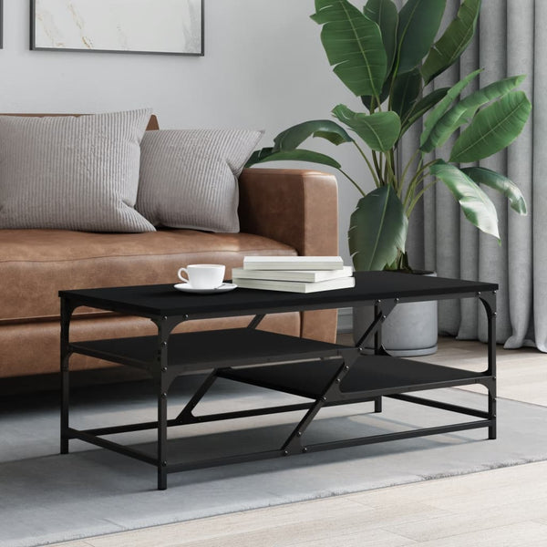 Schwarzer Couchtisch Nebia 100x49x40cm (Holz)