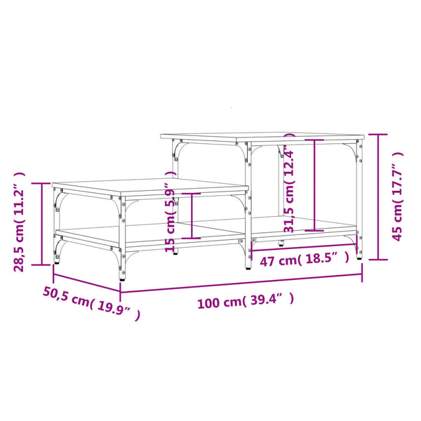 Schwarzer Couchtisch Ghilian 100x50,5x45cm (Holz)