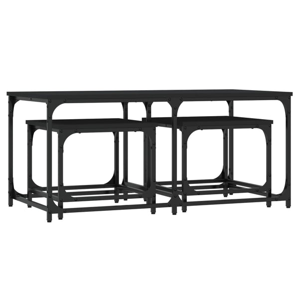 Schwarze Couchtische Sheldon (3-teilig, Holz)