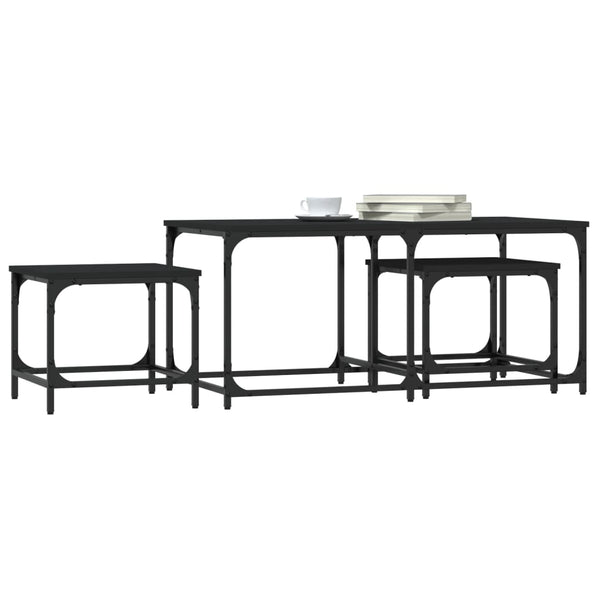Schwarze Couchtische Sheldon (3-teilig, Holz)