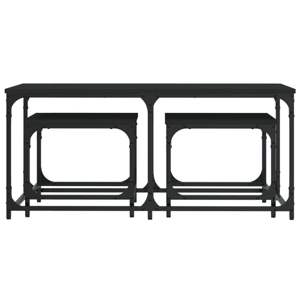 Schwarze Couchtische Sheldon (3-teilig, Holz)