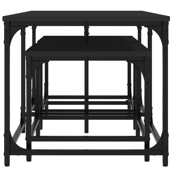 Schwarze Couchtische Sheldon (3-teilig, Holz)
