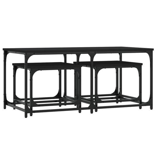 Schwarze Couchtische Sheldon (3-teilig, Holz)