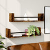 Wandregale mit Stangen Vince 60x16x14cm aus Raucheiche (2 Stk.)