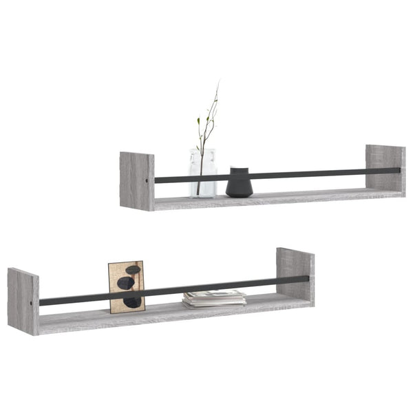 Graue Wandregale mit Stangen Vince 80x16x14cm (2 St. Sonoma)