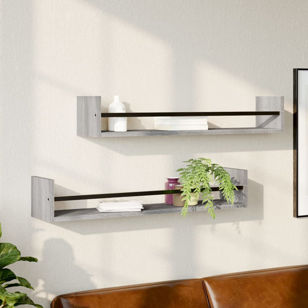 Graue Wandregale mit Stangen Vince 80x16x14cm (2 St. Sonoma)