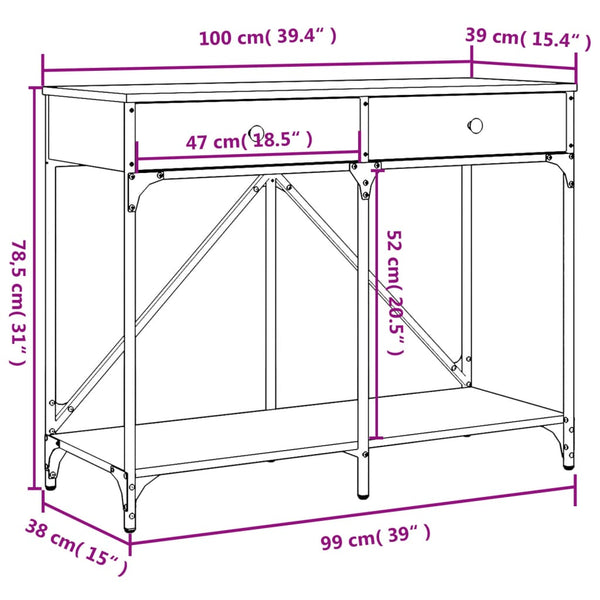 Grauer Konsolentisch Zizeta 100x39x78,5cm (Holz)