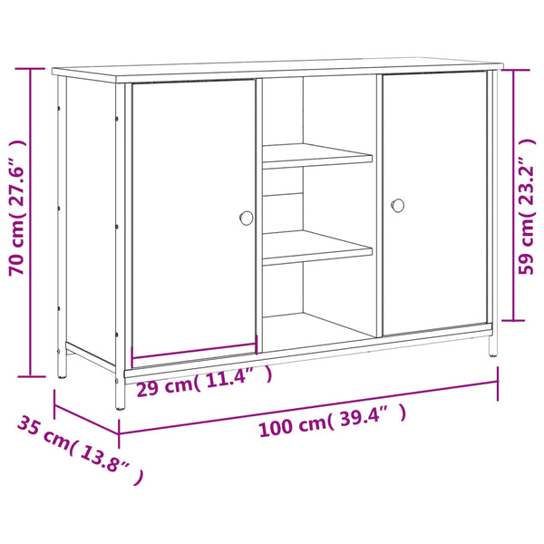 Schwarzes Sideboard Moanta 100x35x70cm (Holz)