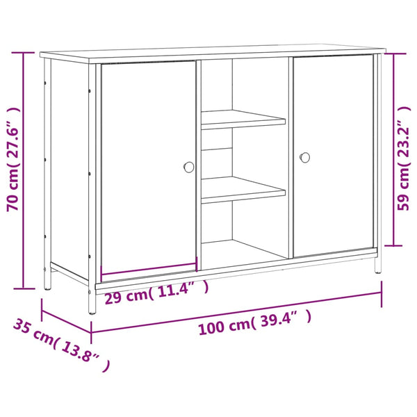 Graues Sideboard Moanta 100x35x70cm (Holz)