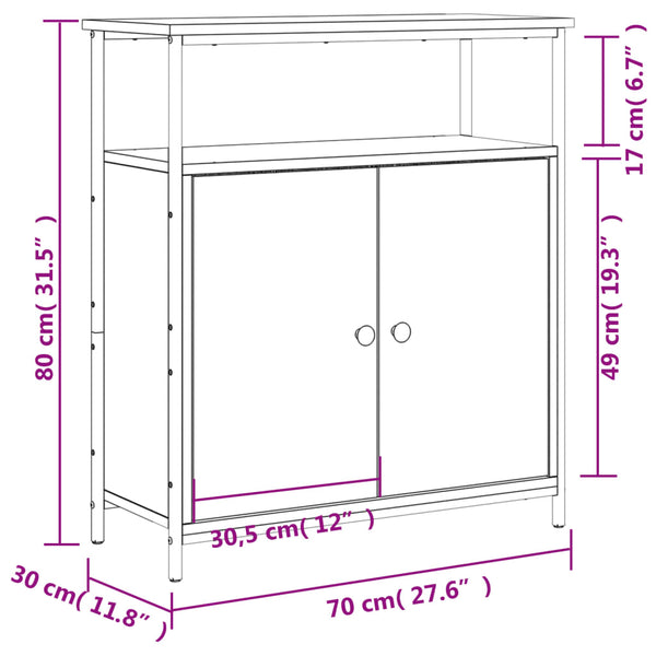 Sideboard Krysten 70x30x80cm, geräucherte Eiche (Holz)