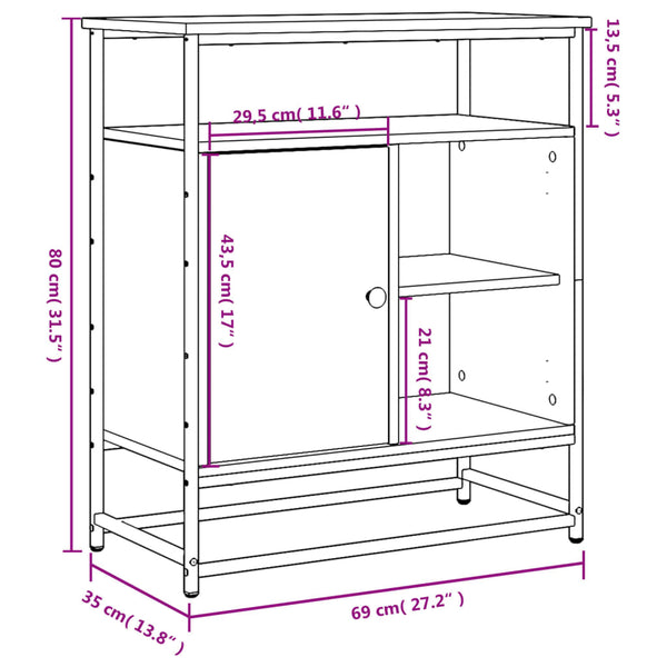 Graues Sideboard Cornelio 69x35x80cm (Holz)