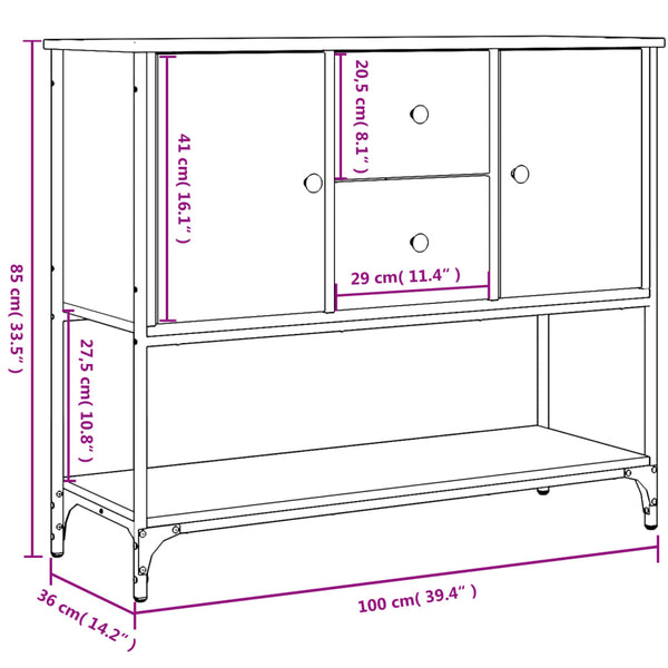 Braunes Sideboard Victora 100x36x85cm (Holz)