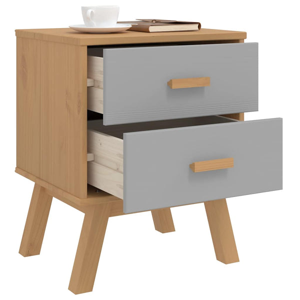 Nachttisch OLDEN grau und braun vollmassive Kiefer