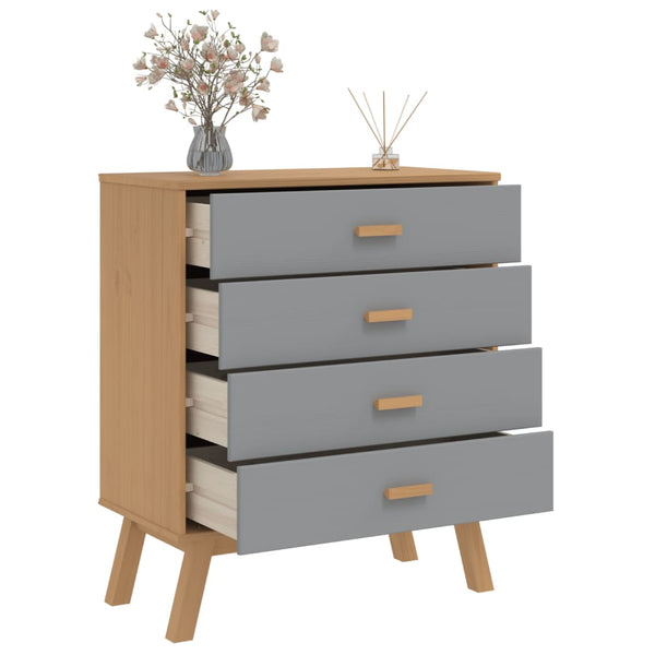Kommode OLDEN grau und braun massiv Kiefer