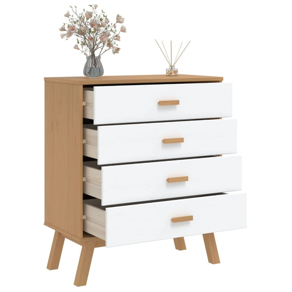 Kommode OLDEN weiß und braun Kiefer massiv
