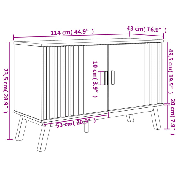 OLDEN Sideboard, braun, Größe 114x43x73,5 cm, Material Kiefer massiv