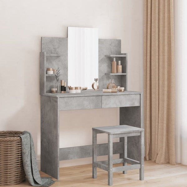 Betongrauer Schminktisch Dulfu 96x39x142cm