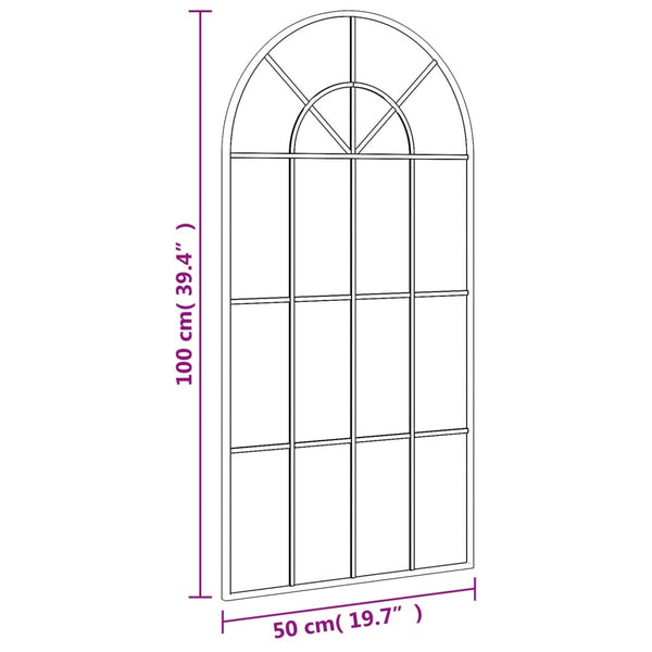Schwarzer Wandspiegel Roneo 50x100cm (Bogen Eisen)