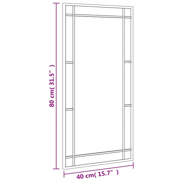 Schwarzer Wandspiegel Soriana 40x80cm (Eisen, rechteckig)