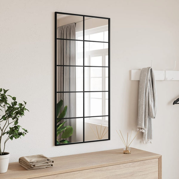 Schwarzer Wandspiegel Puggioli 50x100cm (rechteckig, Eisen)