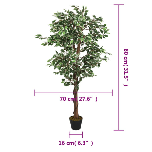 Grüne Kunstpflanze Ficus Anola 80cm (378 Blätter)