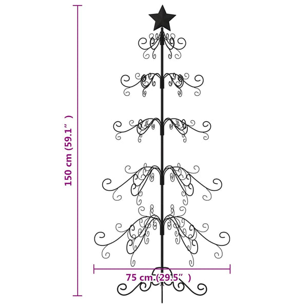 Schwarzer Weihnachtsbaum aus Metall Onas 150cm