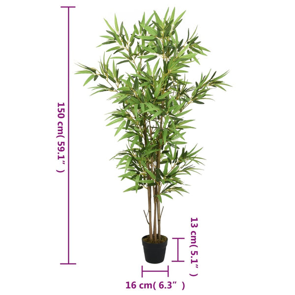 Grüne Kunstpflanze Bambusbaum Ierimie 150cm (828 Blätter)