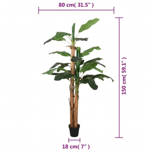 Grüne Kunstpflanze Bananenbaum Luixa 150cm (18 Blätter)