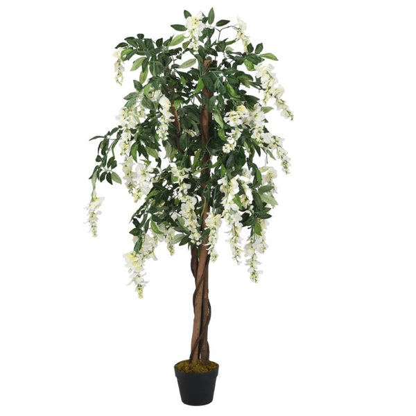 Vihreä ja valkoinen tekokasvi sinisade Jaimee 120cm (840 lehteä)