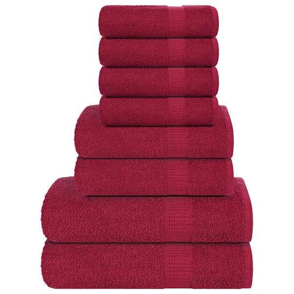 Bordeauxrotes Handtuchset Spina, 8-teilig (100 % Baumwolle)
