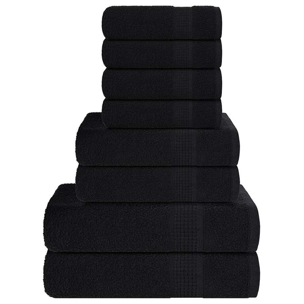 Schwarzes Handtuchset Spina (8-teilig, Frosch, 100 % Baumwolle)
