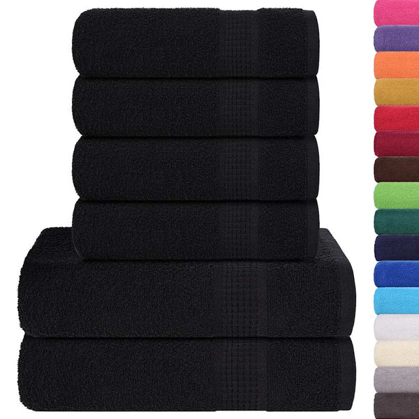 Schwarzes Handtuchset Cirus 6-teilig (100 % Baumwolle)