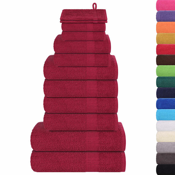 Bordeauxrotes Handtuchset Sian 12-teilig (100% Baumwolle)