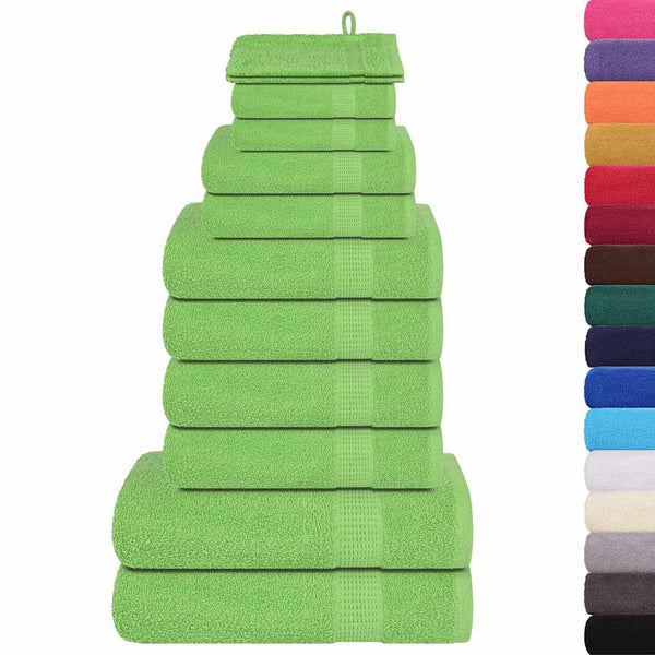 Apfelgrünes Handtuch-Set Sian 12-teilig (100% Baumwolle)