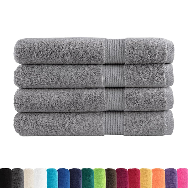 Graue Premium-Handtücher Sterieana 100x200cm (4 Stück 600 g/m² 100% Baumwolle)