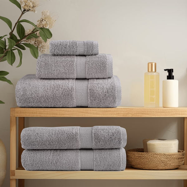 Graue Premium-Handtücher Sterieana 100x200cm (4 Stück 600 g/m² 100% Baumwolle)