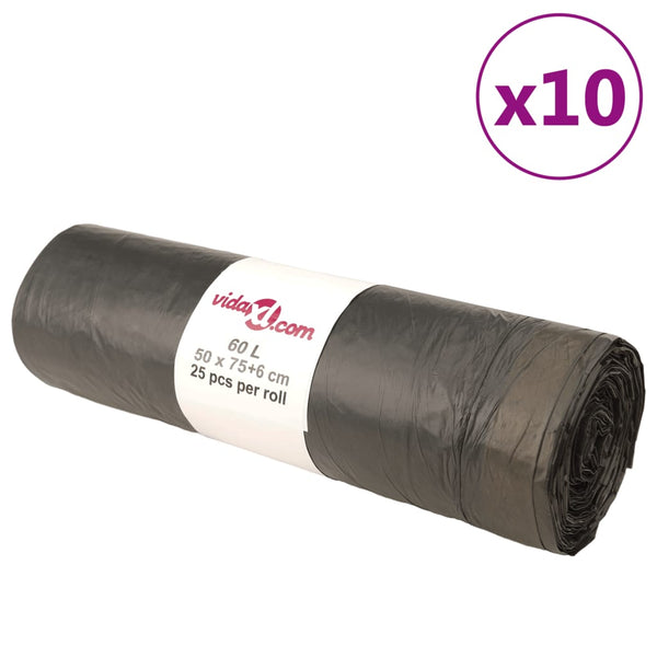Musta roskapussit kiristysnyöreillä Constatina 60 l (250 kpl)