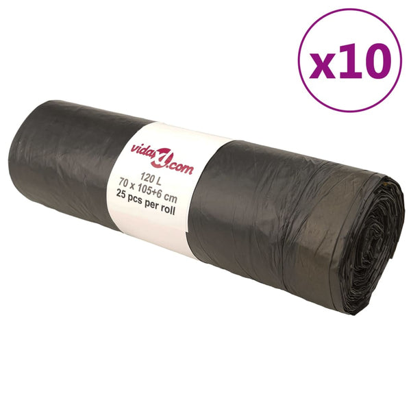 Musta roskapussit kiristysnyöreillä Constatina 120 l (250 kpl)