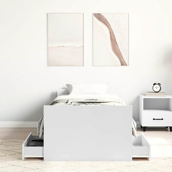 Weißes Bettgestell mit Kopfteil Milu 100x200cm